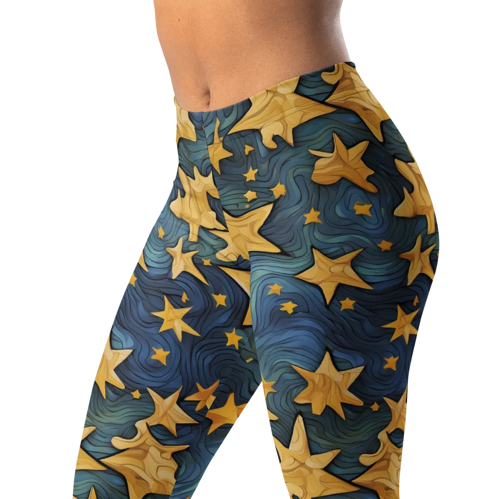 Midnight Starflow on Leggings — Left Front
