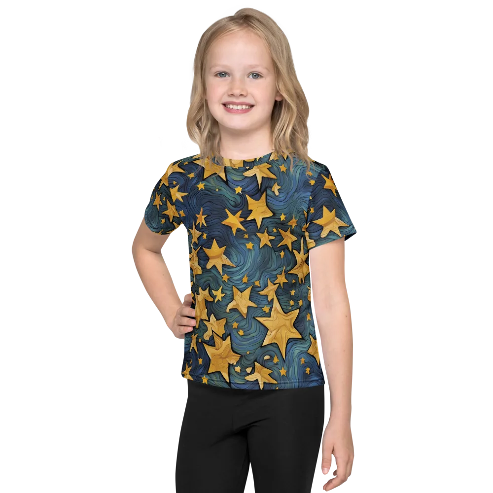 Midnight Starflow on Kids Crew Neck T-Shirt — Front