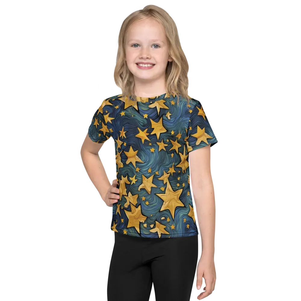 Midnight Starflow on Kids Crew Neck T-Shirt — Front