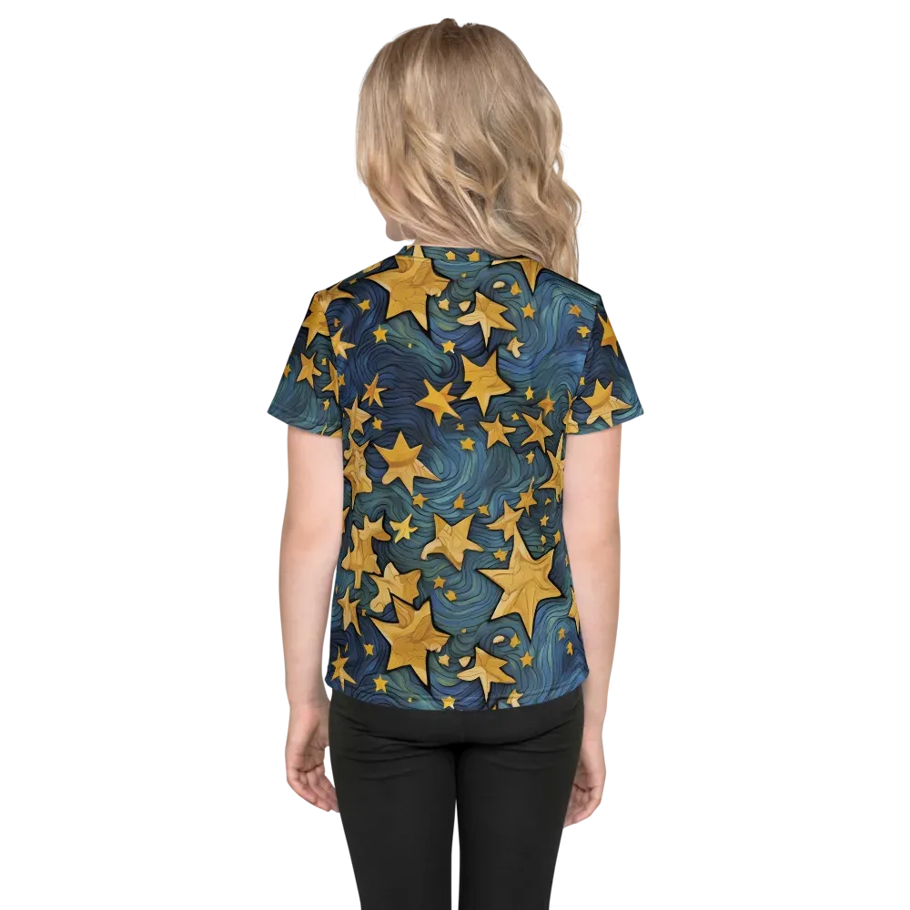 Midnight Starflow on Kids Crew Neck T-Shirt — Back