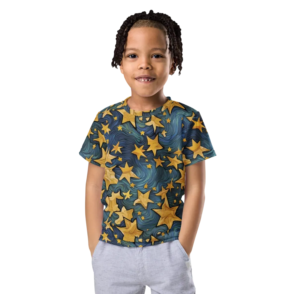 Midnight Starflow on Kids Crew Neck T-Shirt — Front