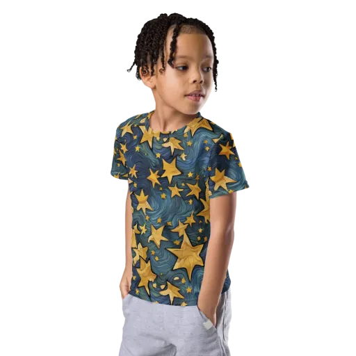 Midnight Starflow on a Kids Crew Neck T-Shirt