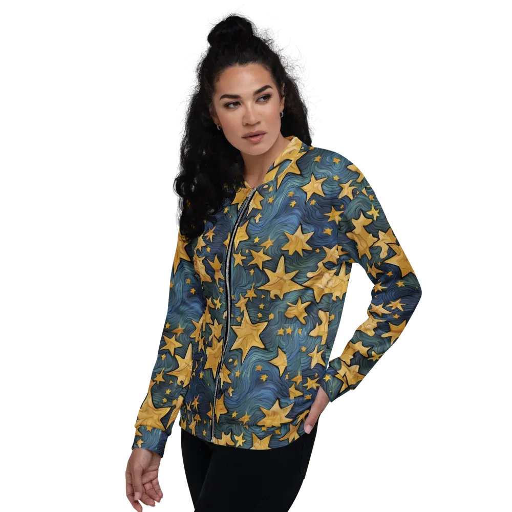 Midnight Starflow on Bomber Jacket — Left
