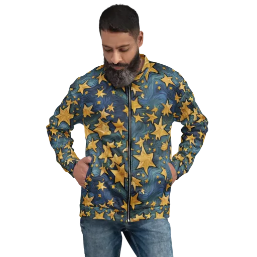 Midnight Starflow on a Bomber Jacket
