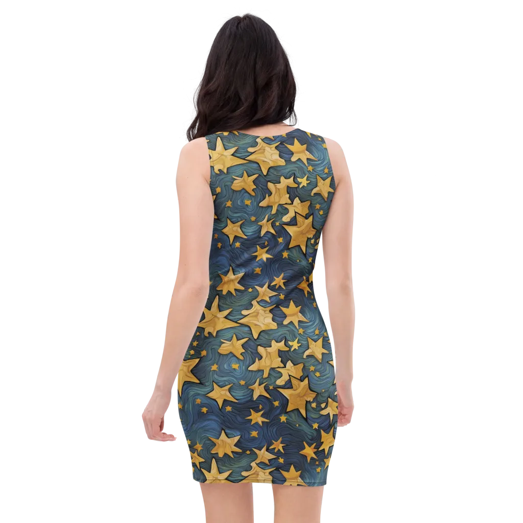 Midnight Starflow on Bodycon Dress — Back
