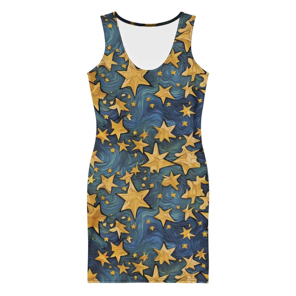 Midnight Starflow on Bodycon Dress — Front