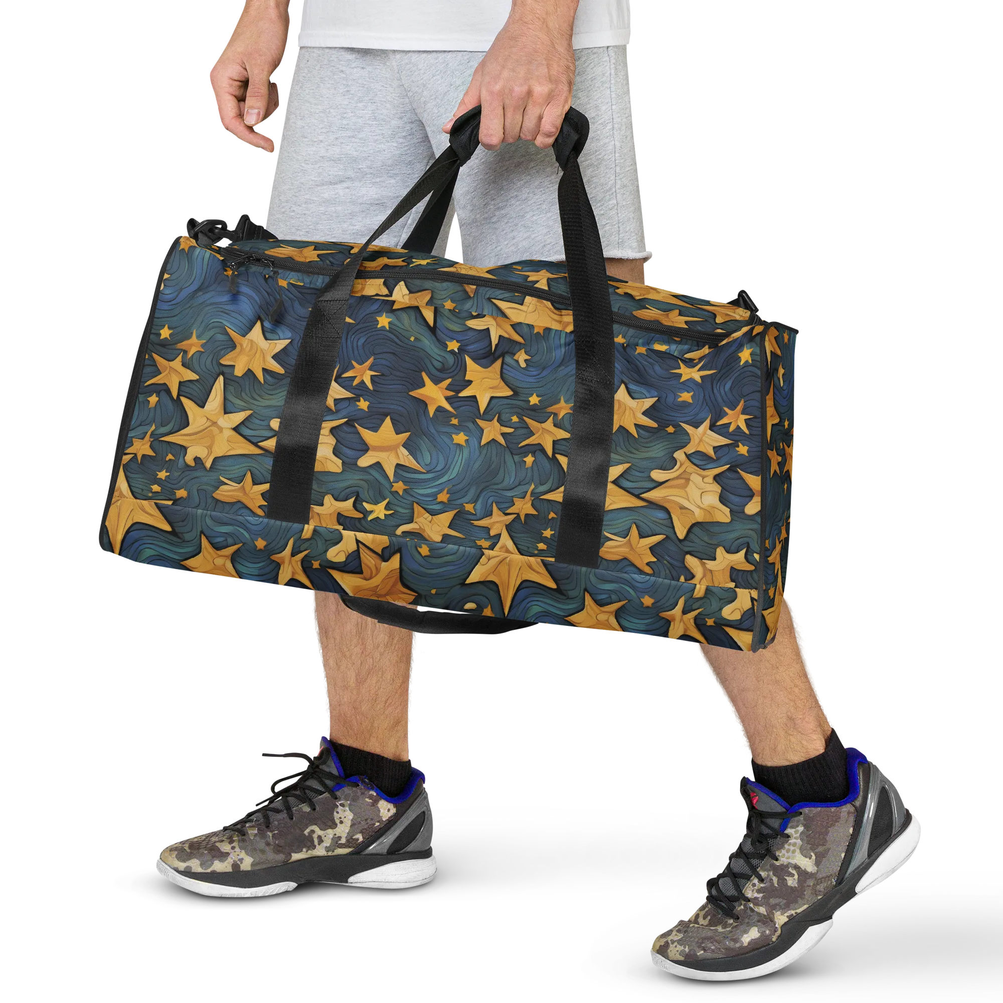 Midnight Starflow on Duffle Bag — Front