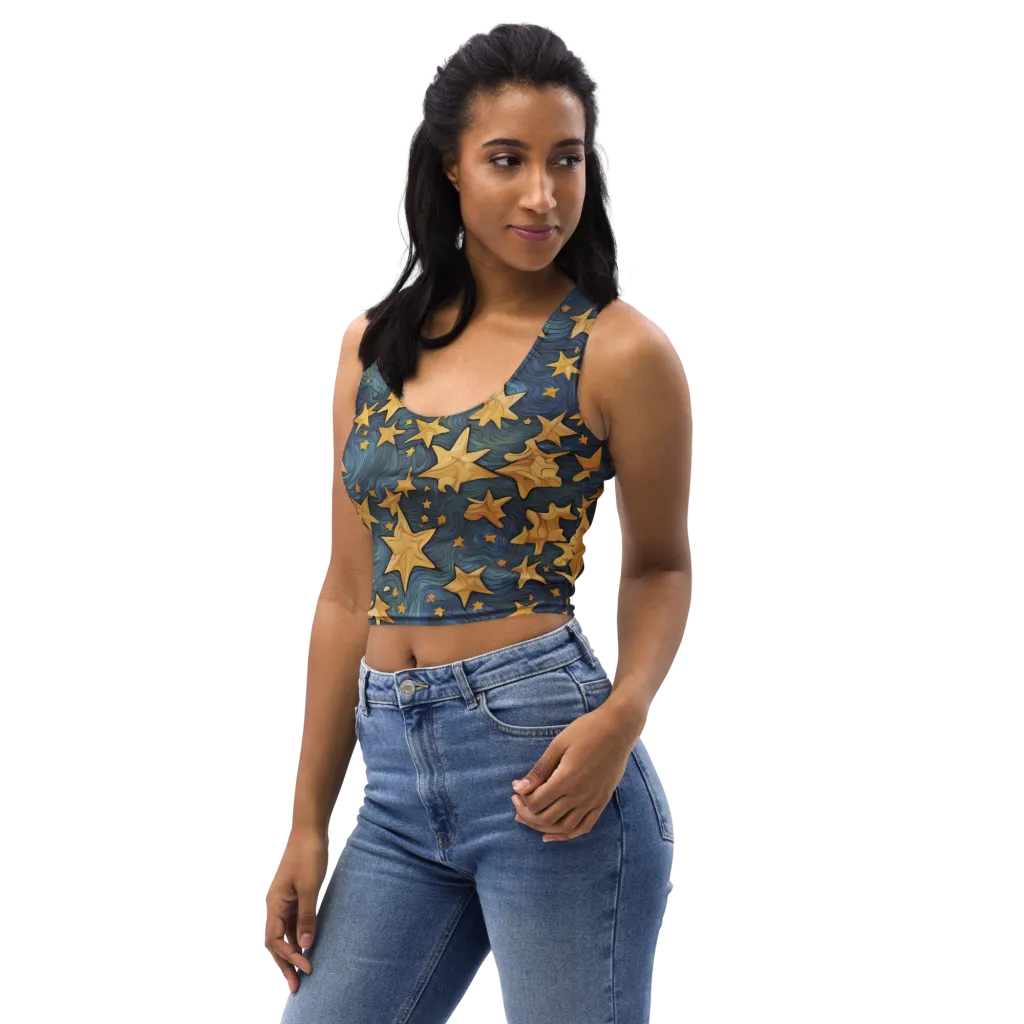 Midnight Starflow on Crop Top — Left Front