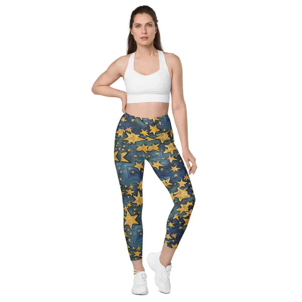 Midnight Starflow on Leggings with Pockets — Front