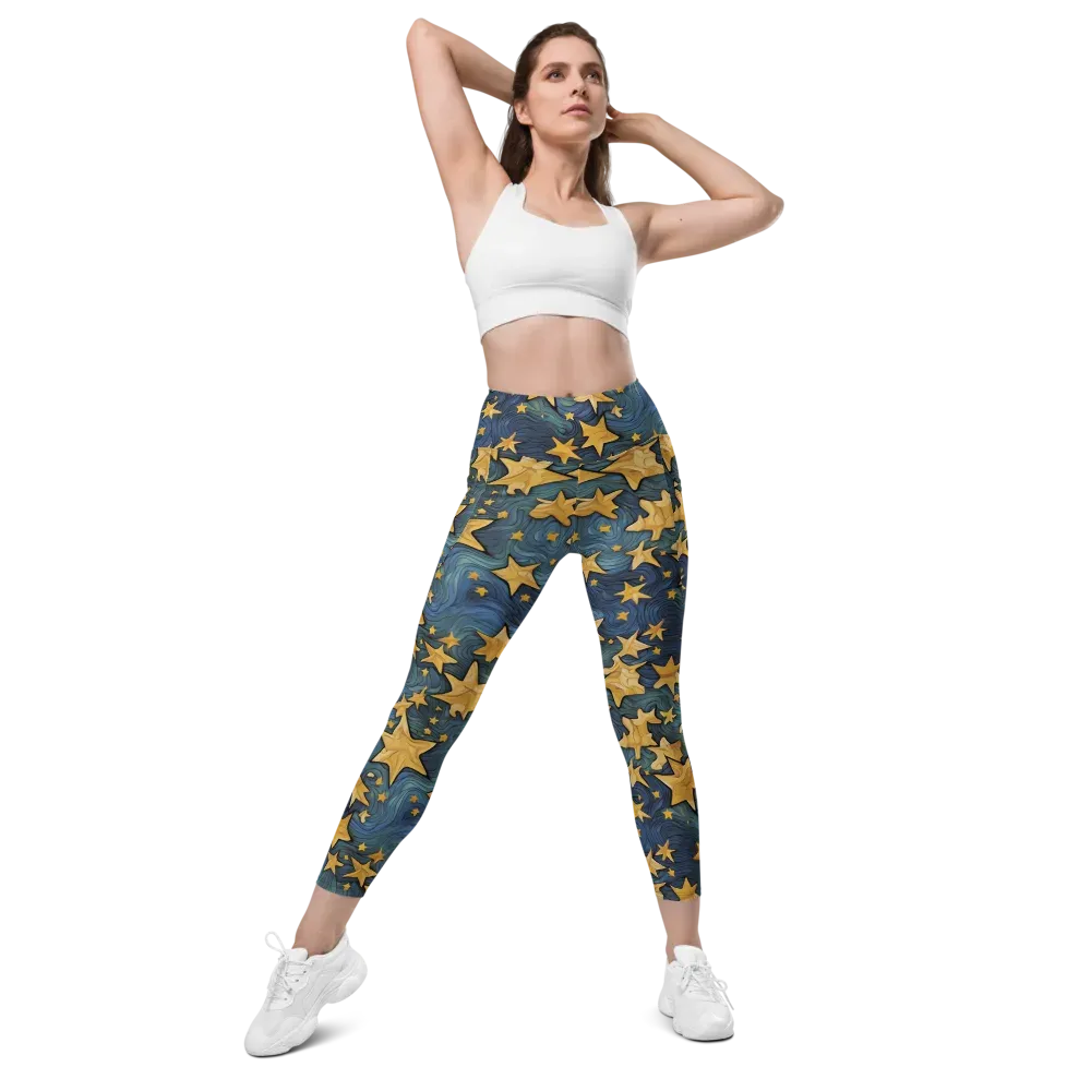 Midnight Starflow on Leggings with Pockets — Front