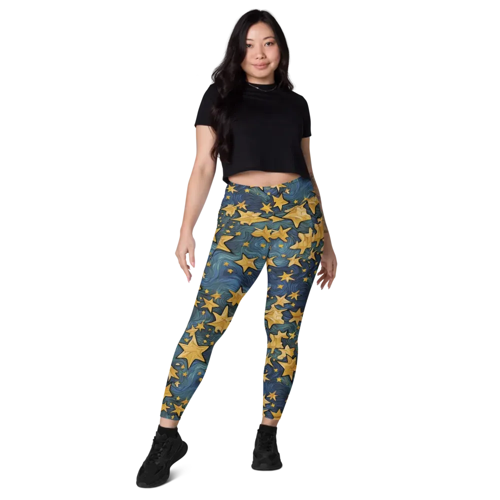 Midnight Starflow on Leggings with Pockets — Front