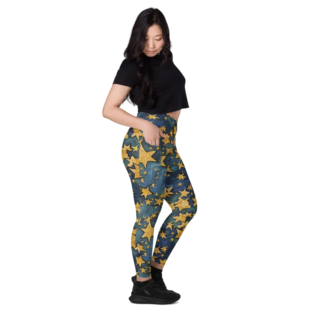 Midnight Starflow on Leggings with Pockets — Right
