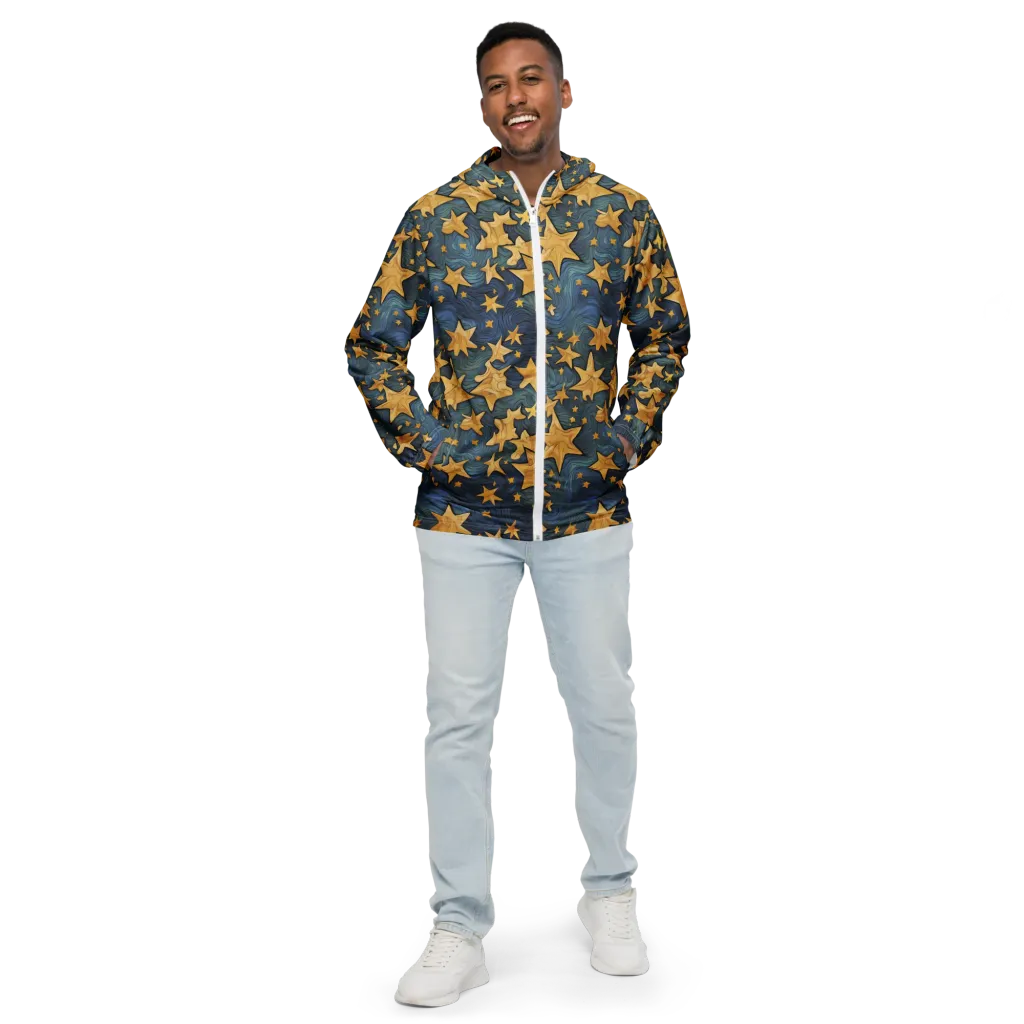 Midnight Starflow on Men's Windbreaker — Front