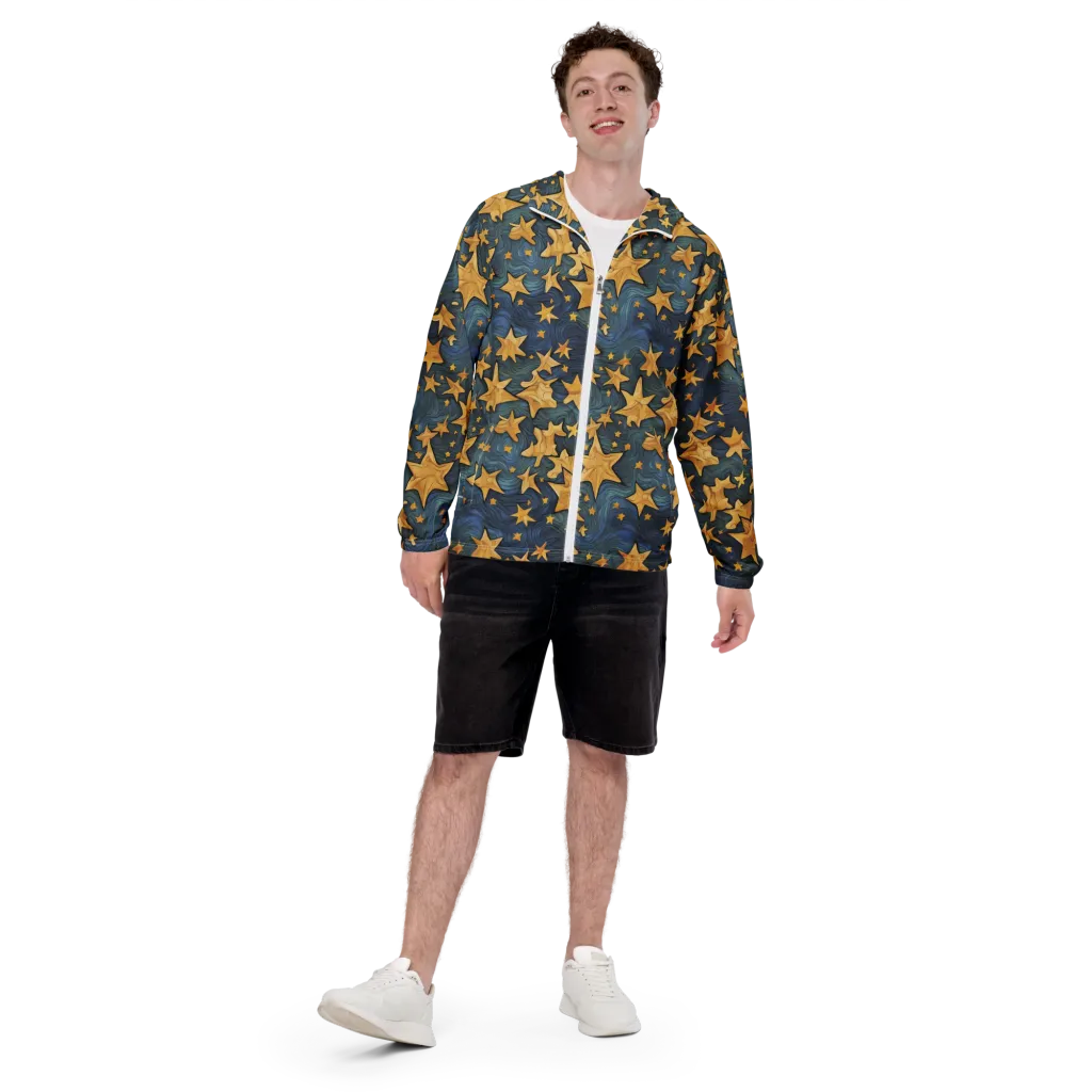 Midnight Starflow on Men's Windbreaker — Front