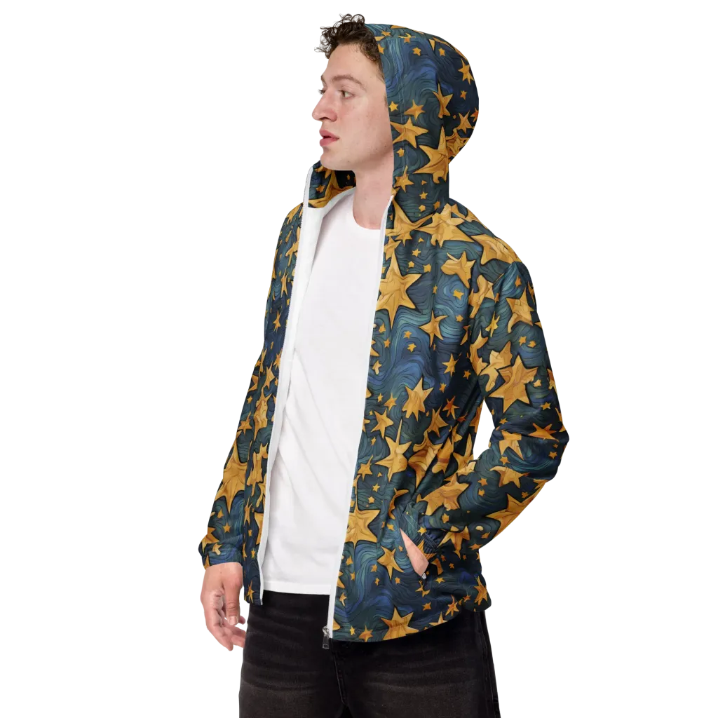 Midnight Starflow on Men's Windbreaker — Left Front