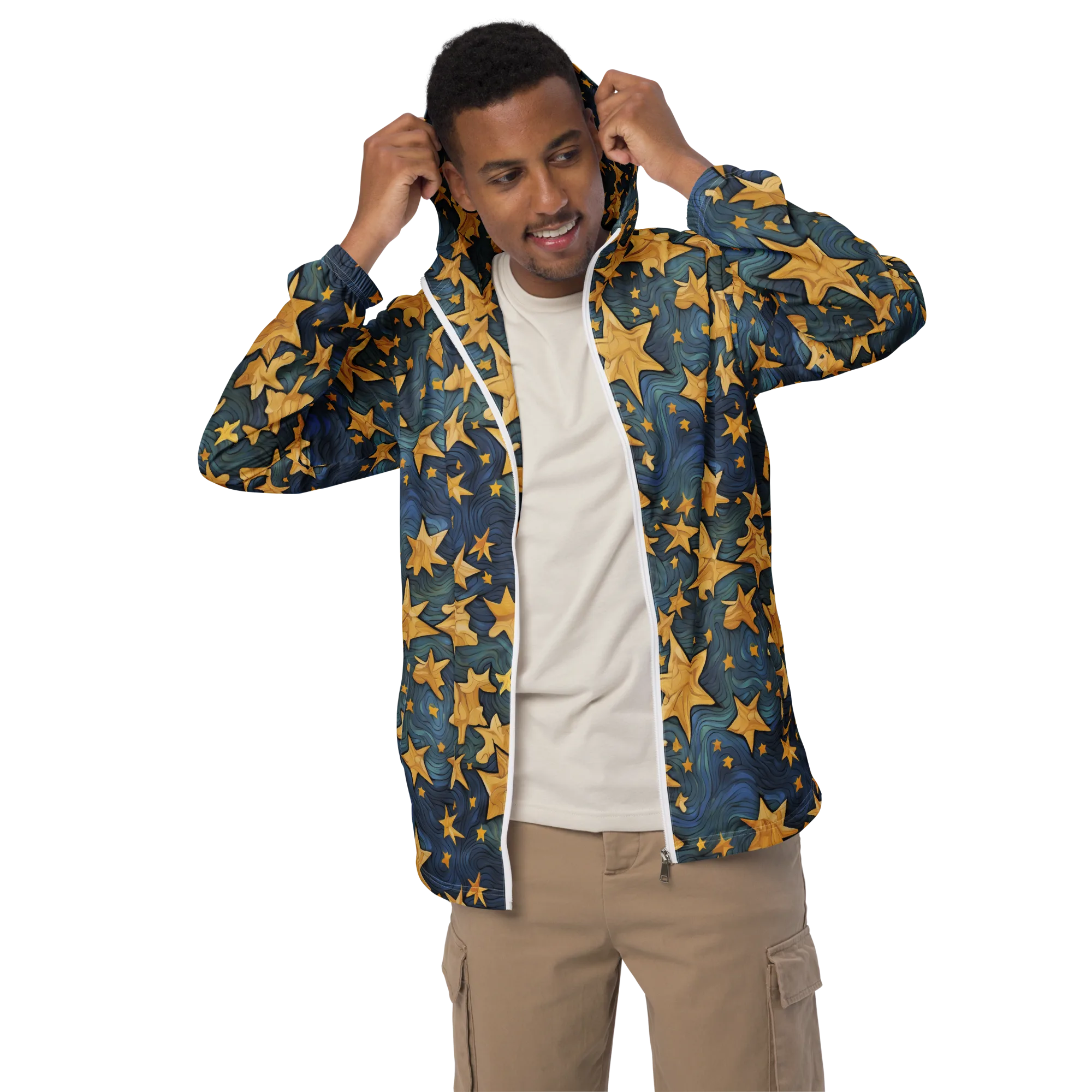 Midnight Starflow on Men's Windbreaker — Front