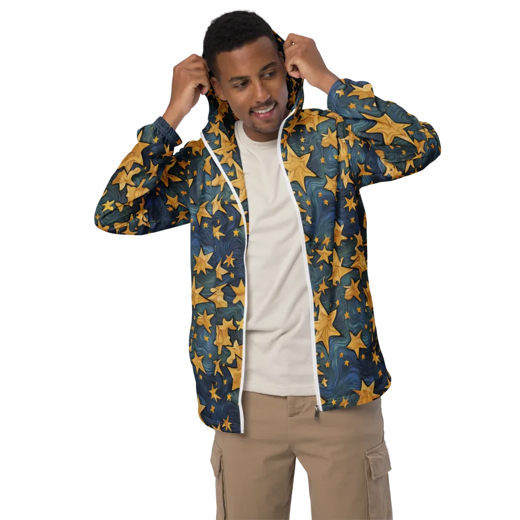 Midnight Starflow on Men's Windbreaker — Front