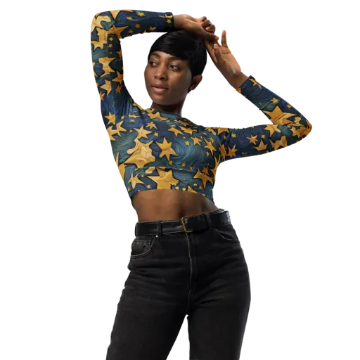 Midnight Starflow on a Long Sleeve Crop Top