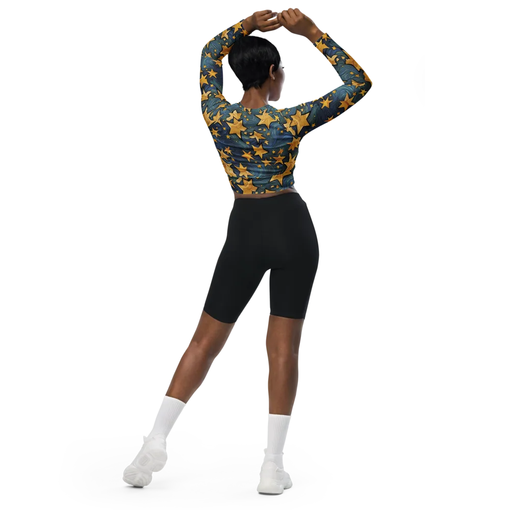 Midnight Starflow on Long Sleeve Crop Top — Back