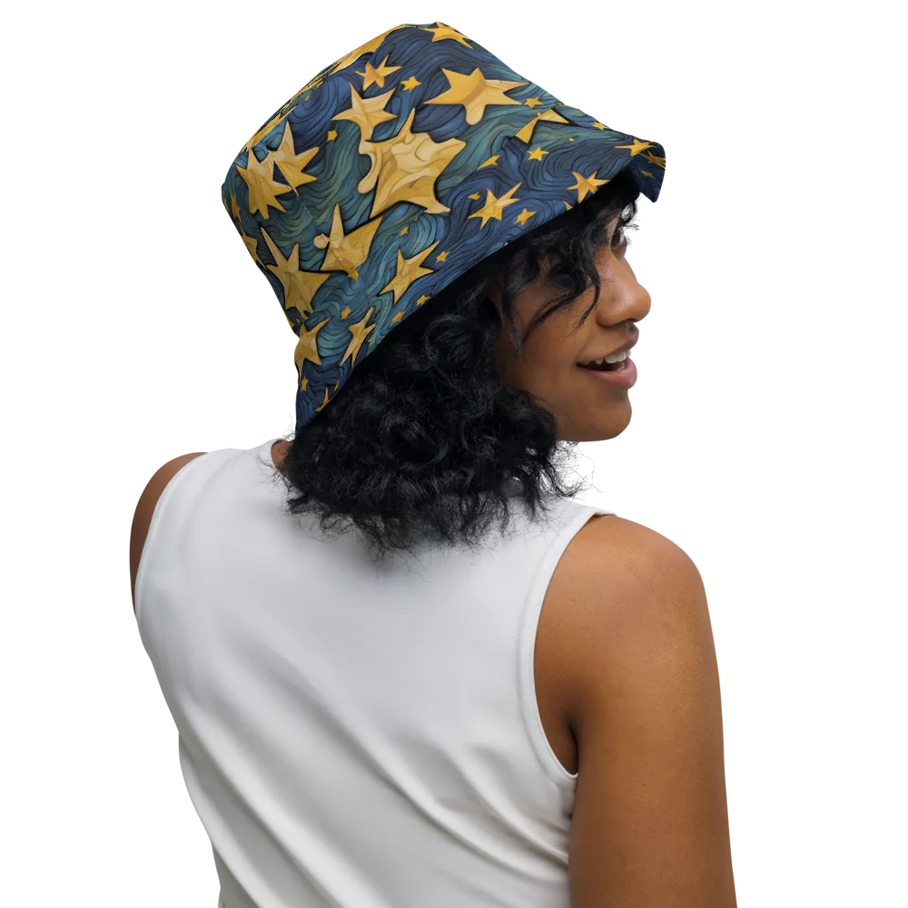 Midnight Starflow on Reversible Bucket Hat — Right Outside