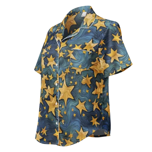 Midnight Starflow on a Women's Short Sleeve Pajama Top