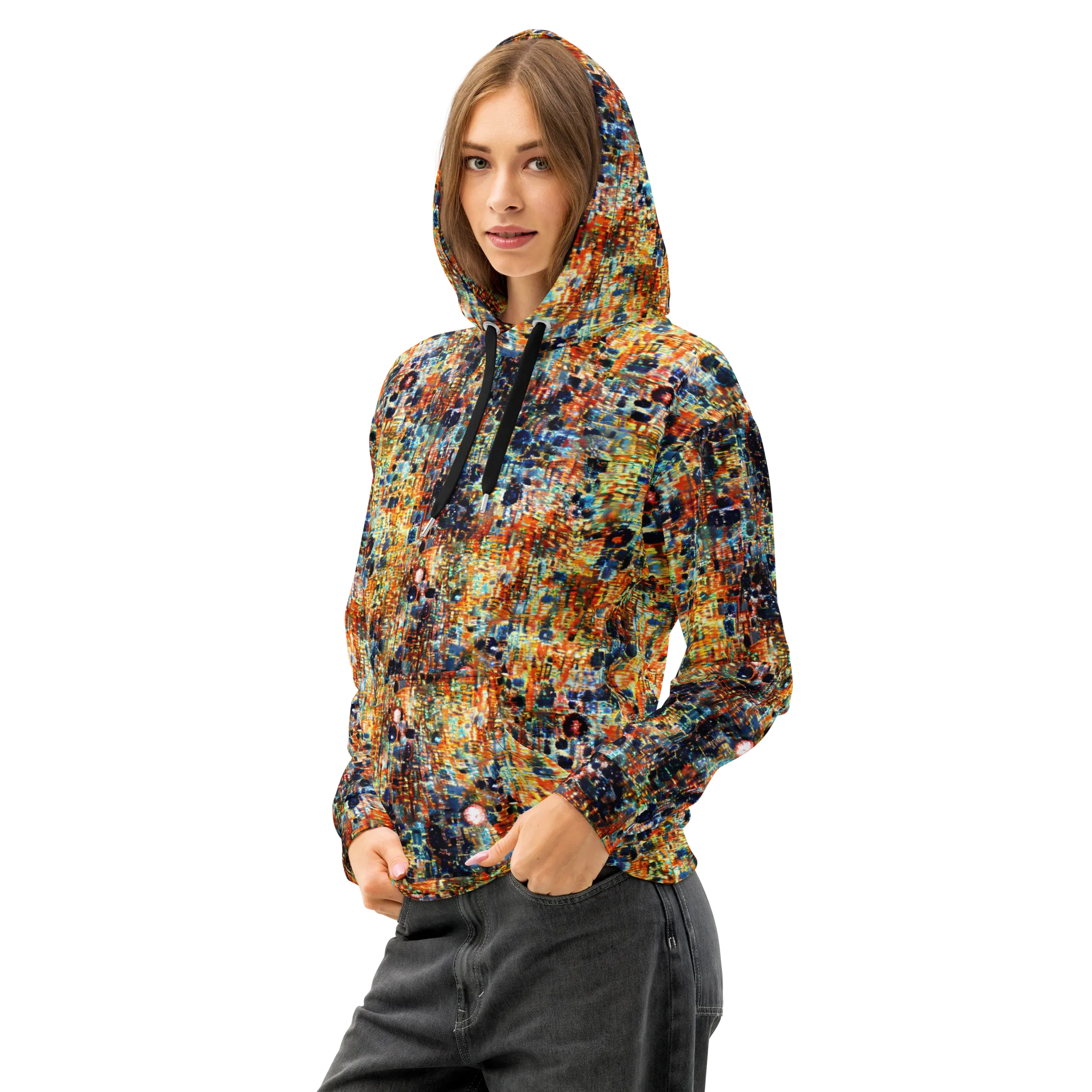 Urban Aurora on Cotton Hoodie — Left Front
