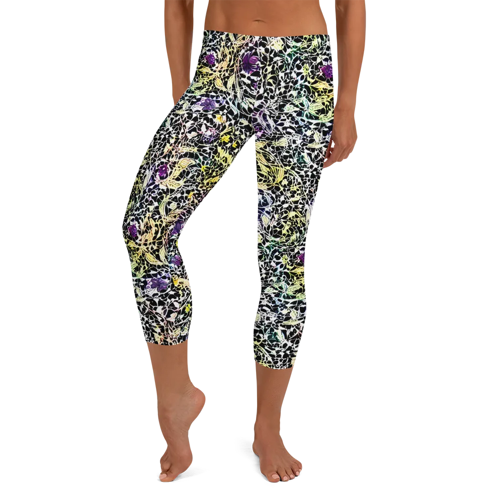 Prismatic Underbrush on Capri Leggings — Front