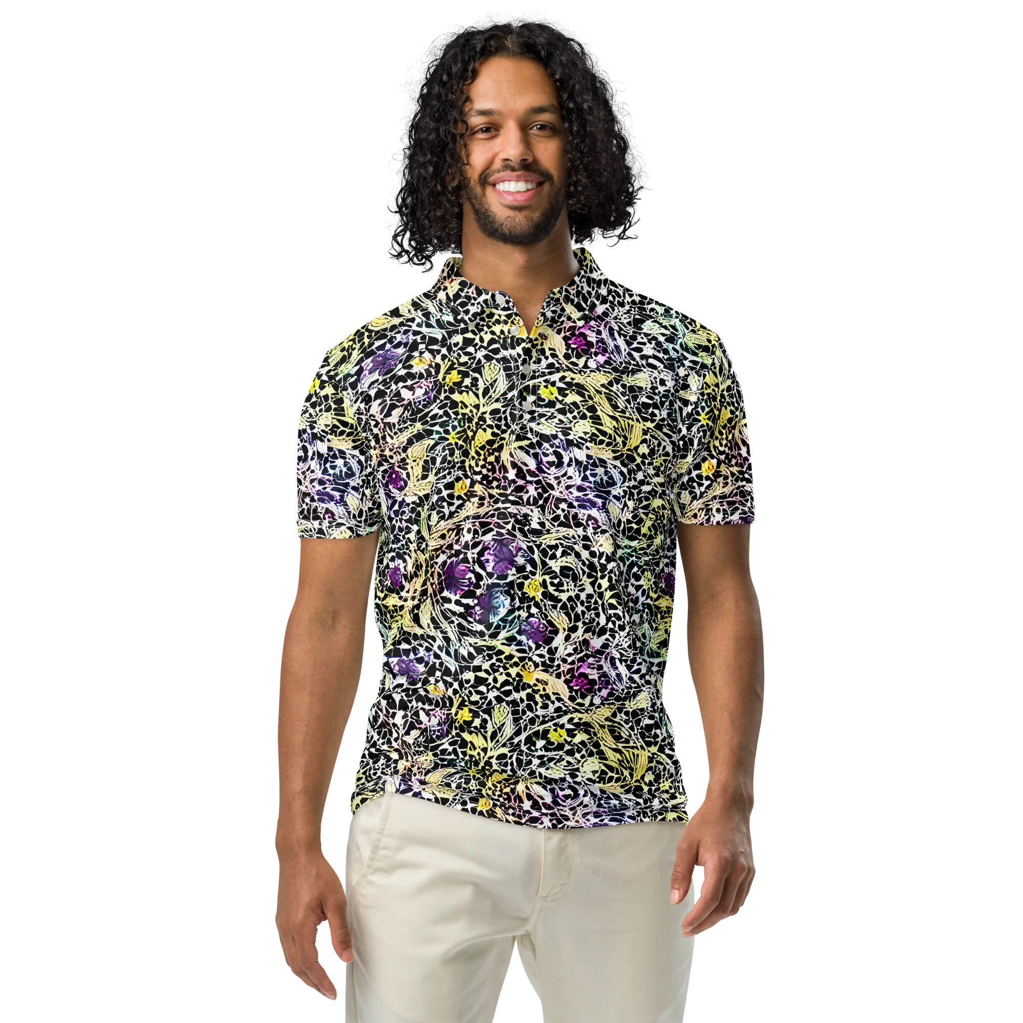 Prismatic Underbrush on Men's Slim Fit Polo Shirt — Front