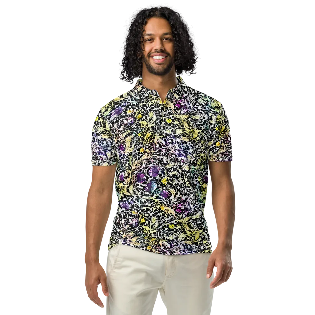 Prismatic Underbrush on Men's Slim Fit Polo Shirt — Front