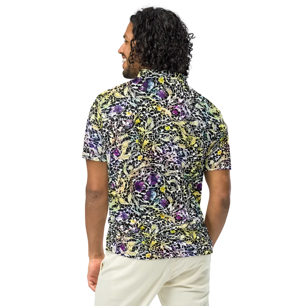 Prismatic Underbrush on Men's Slim Fit Polo Shirt — Back