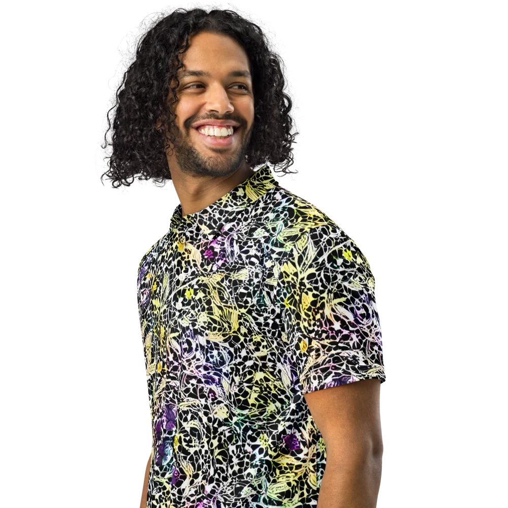 Prismatic Underbrush on Men's Slim Fit Polo Shirt — Left Front