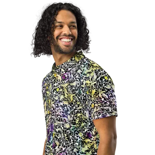 Prismatic Underbrush on a Men's Slim Fit Polo Shirt