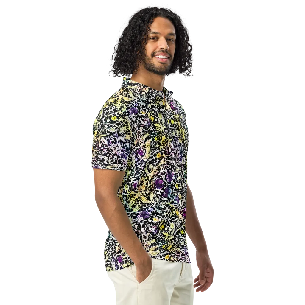 Prismatic Underbrush on Men's Slim Fit Polo Shirt — Right Front