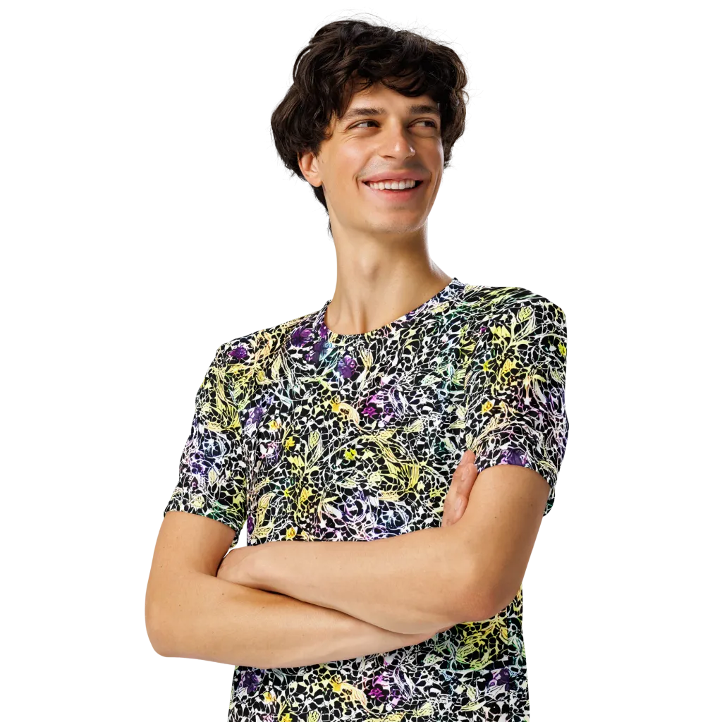 Prismatic Underbrush on Men's Crew Neck T-Shirt — Left Front