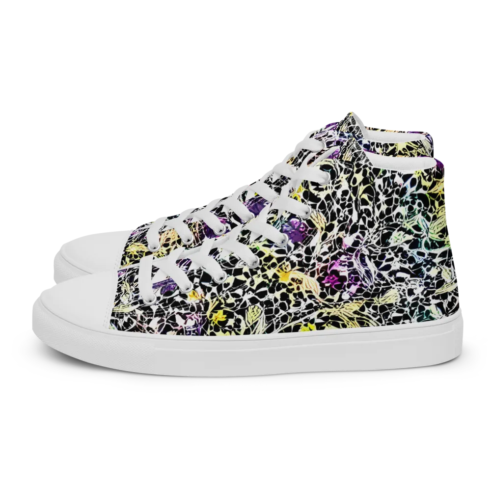 Prismatic Underbrush on Men's High Top Canvas Shoes — Left