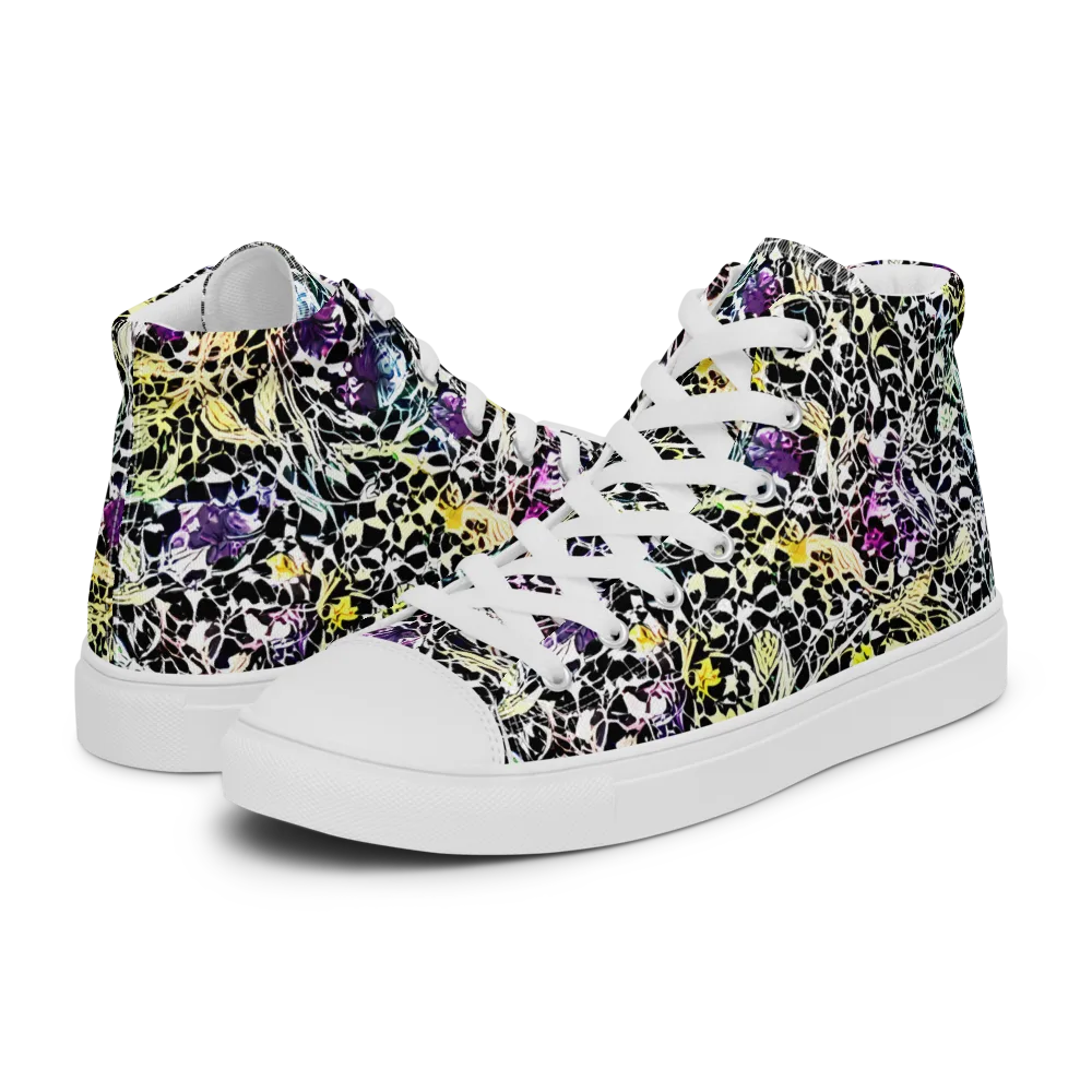 Prismatic Underbrush on Men's High Top Canvas Shoes — Left