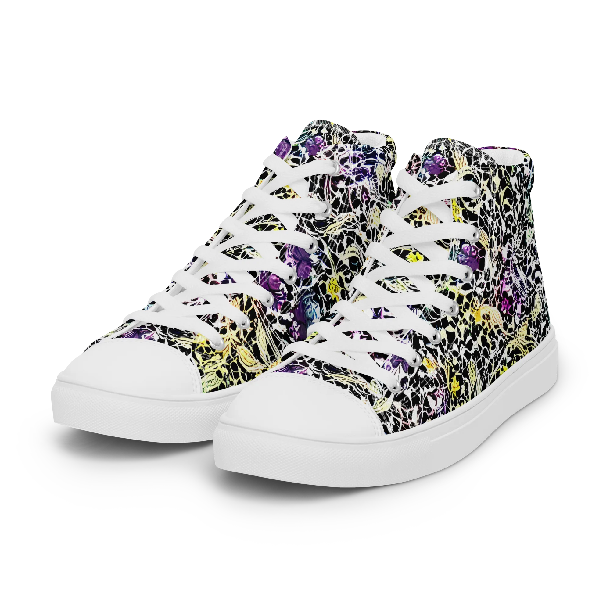 Prismatic Underbrush on Women's High Top Canvas Shoes — Left Front
