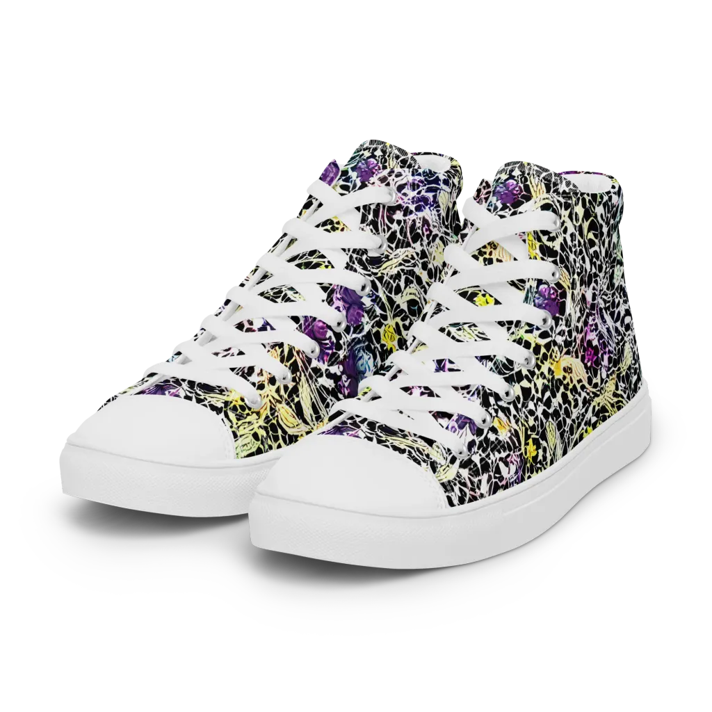 Prismatic Underbrush on Women's High Top Canvas Shoes — Left Front