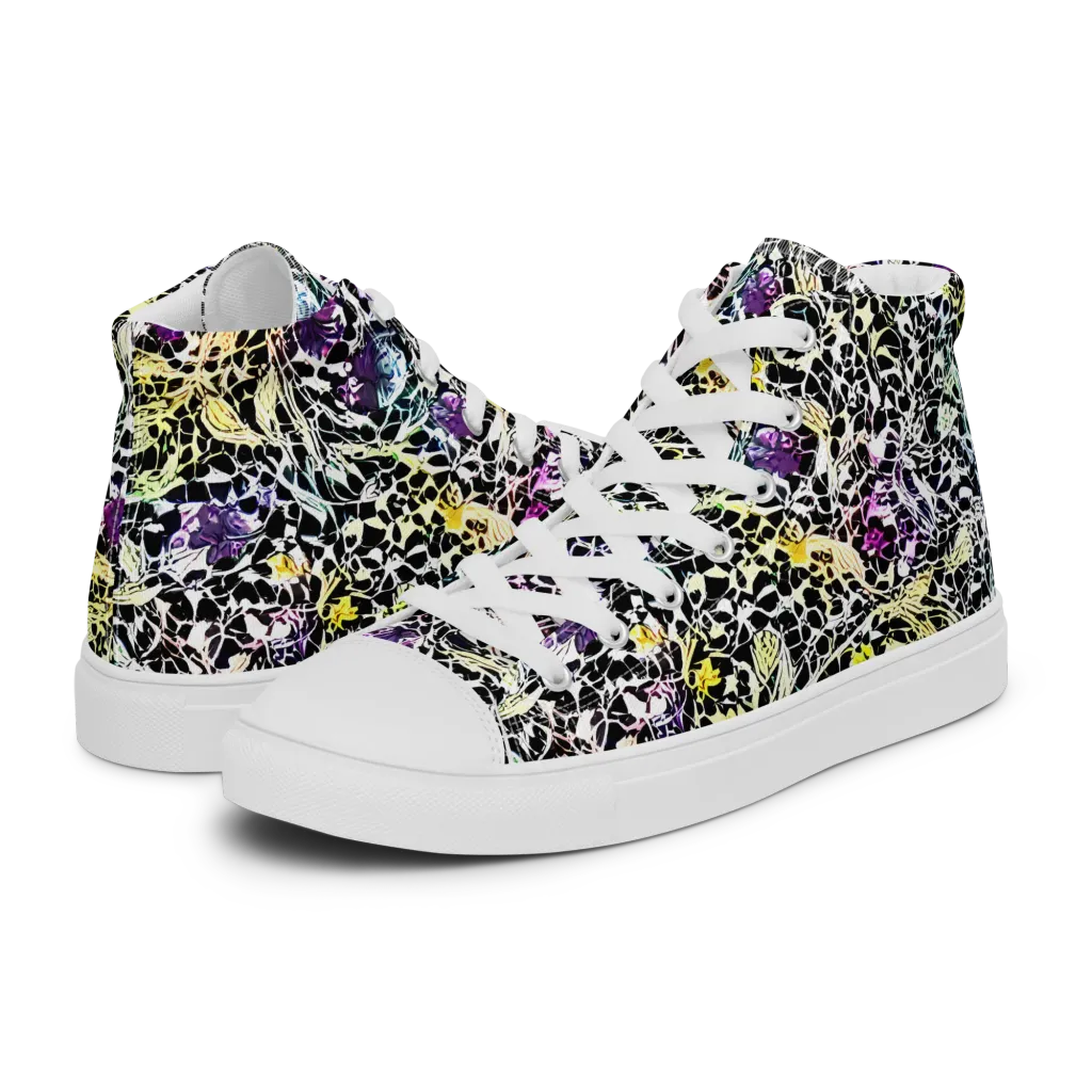 Prismatic Underbrush on Women's High Top Canvas Shoes — Left