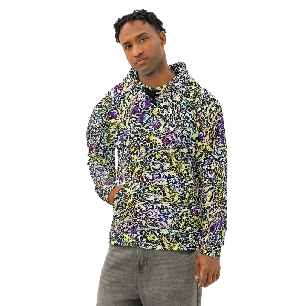 Prismatic Underbrush on Cotton Hoodie — Left Front