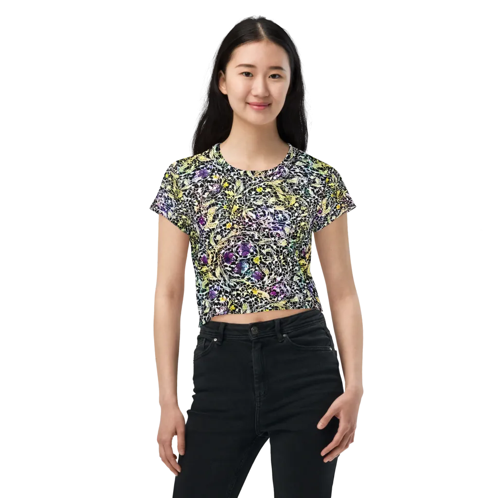 Prismatic Underbrush on Crop Tee — Front