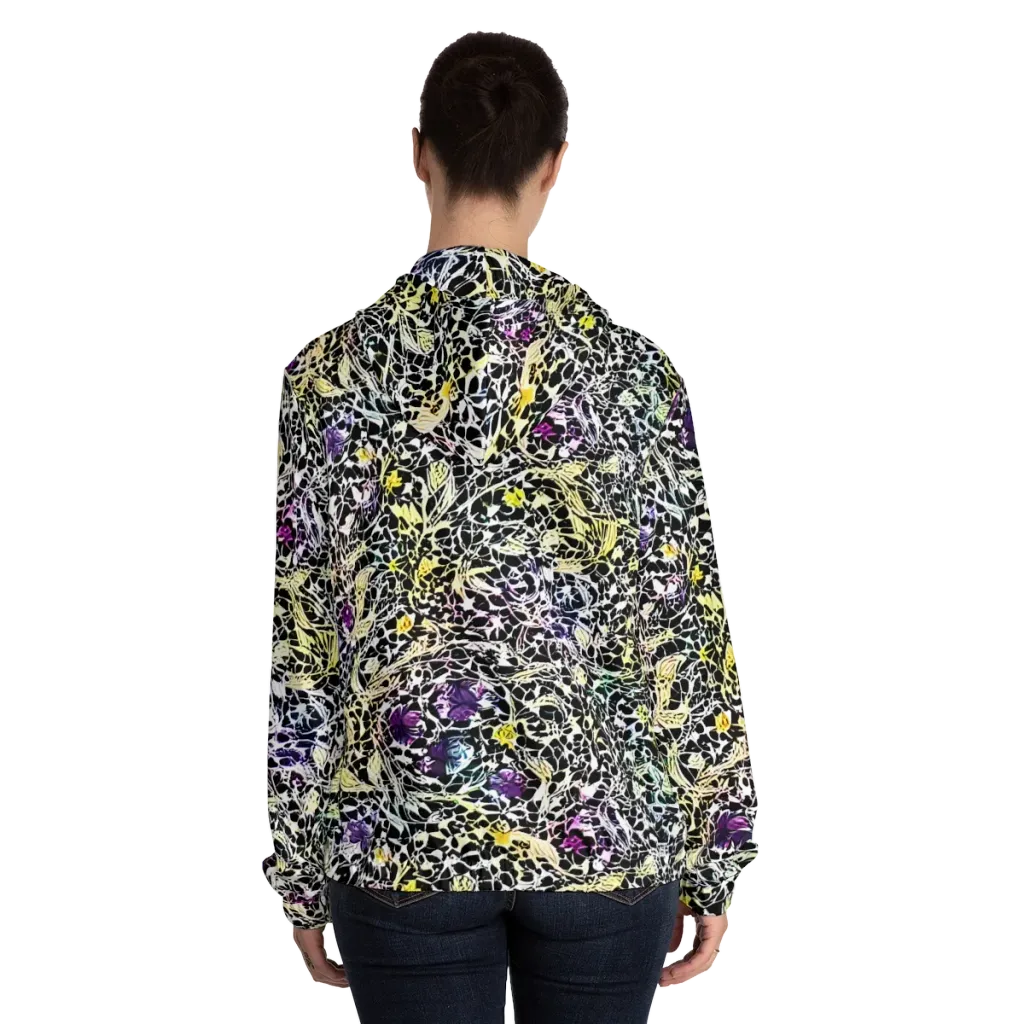 Prismatic Underbrush on Women's Full-Zip Hoodie — Back On Person