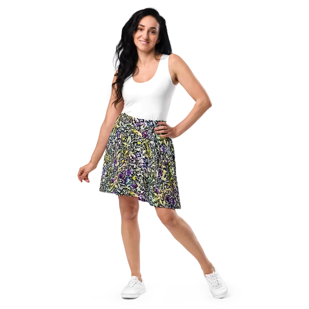 Prismatic Underbrush on Skater Skirt — Front