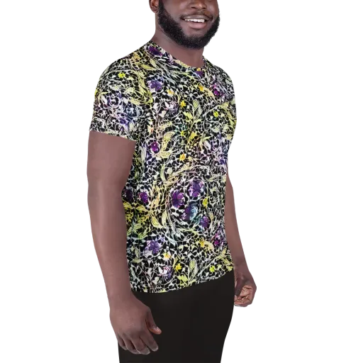 Prismatic Underbrush on a Men's Athletic T-Shirt