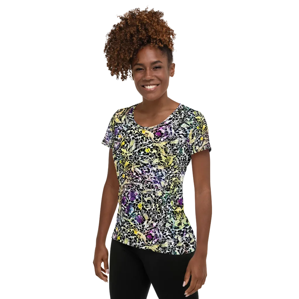 Prismatic Underbrush on Women's Athletic T-Shirt — Left