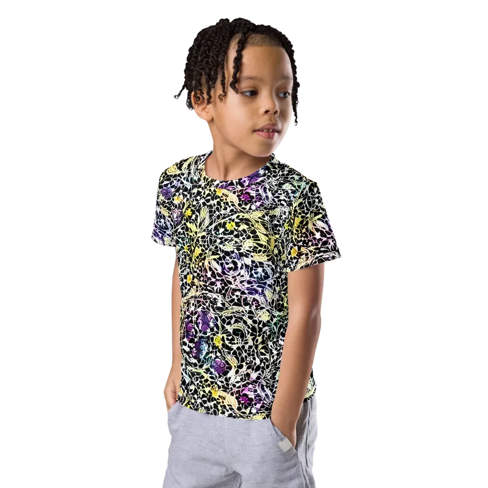Prismatic Underbrush on Kids Crew Neck T-Shirt — Left Front
