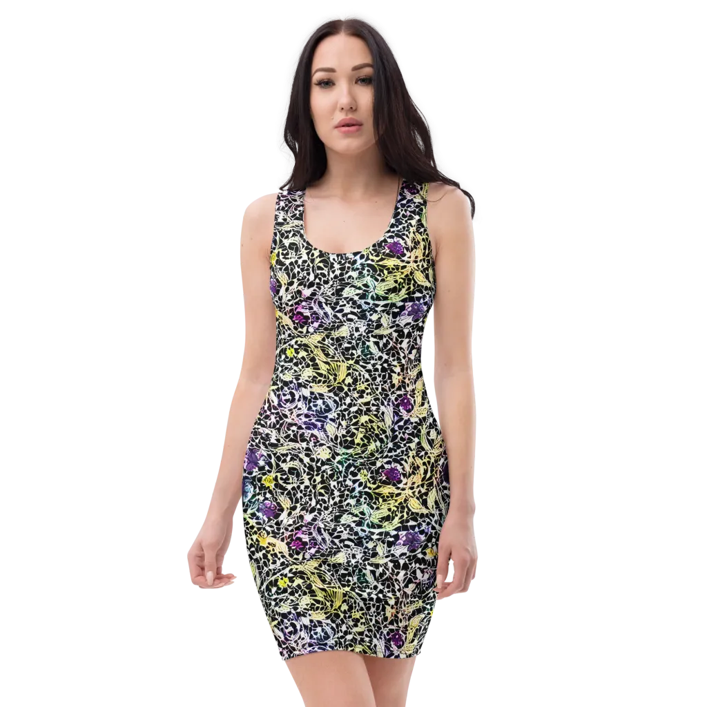 Prismatic Underbrush on Bodycon Dress — Front