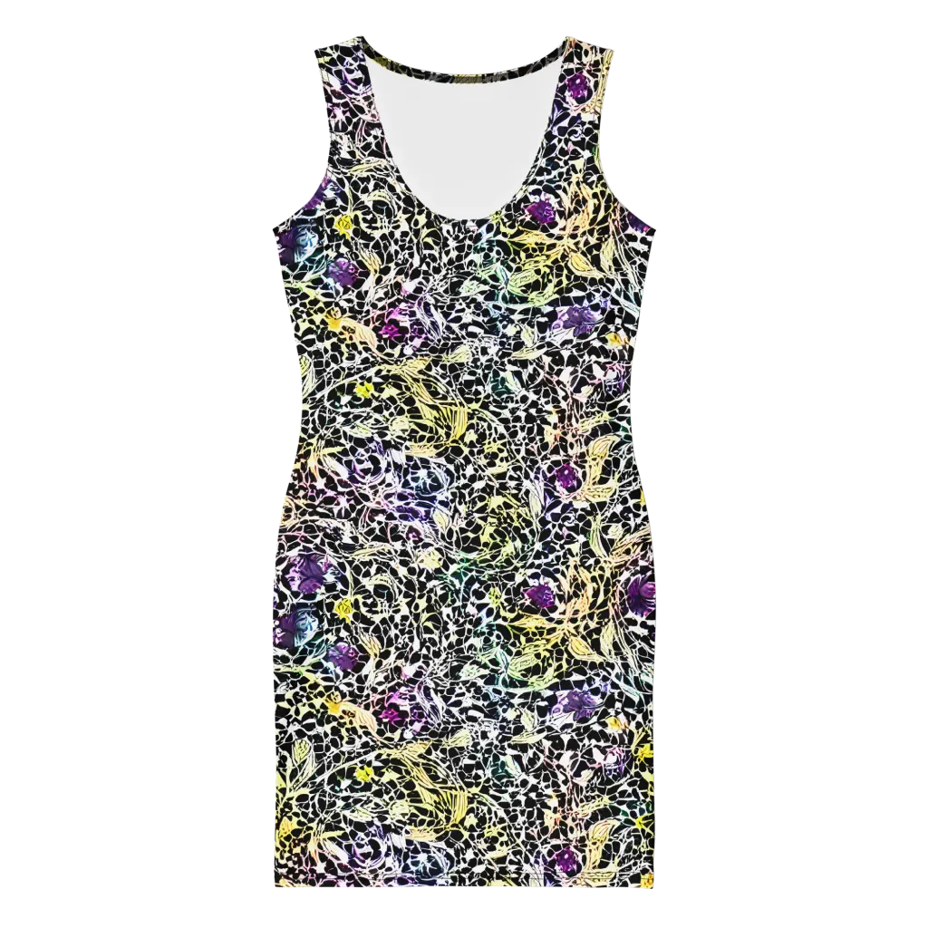 Prismatic Underbrush on Bodycon Dress — Front