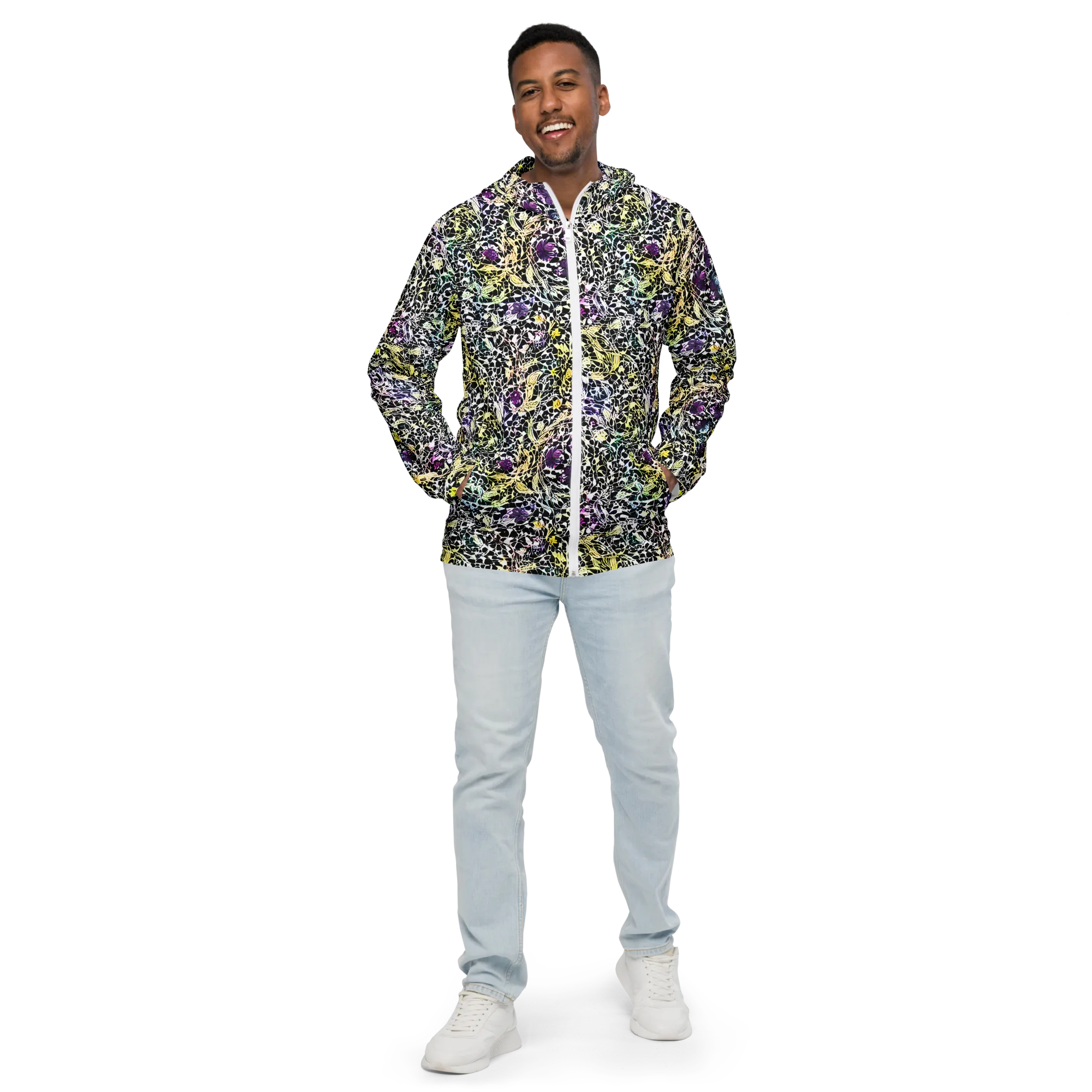 Prismatic Underbrush on Men's Windbreaker — Front