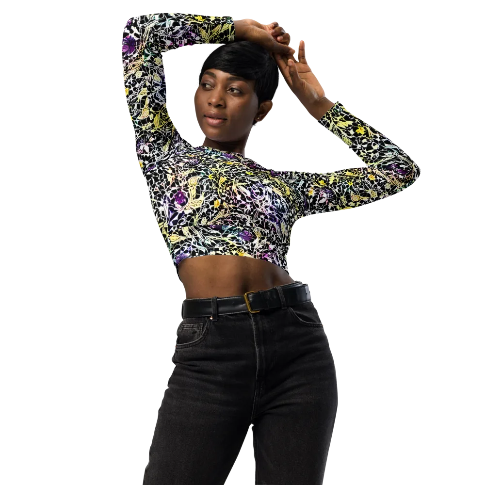 Prismatic Underbrush on Long Sleeve Crop Top — Front